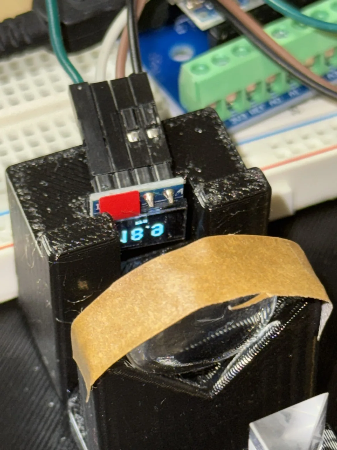 Wired microdisplay module held in a printed fixture