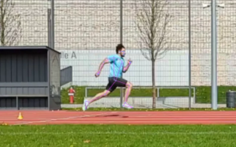 Computer-vision skeleton tracking over a sprinting athlete